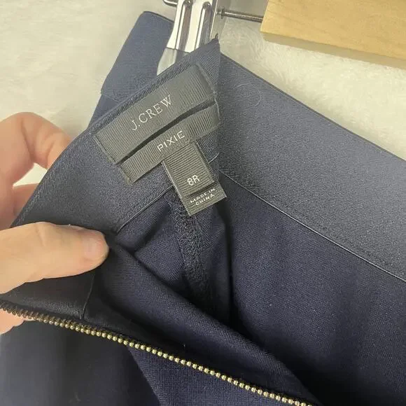 J. Crew Navy Blue Pixie Leggings Pants Women Size 8 Back Zipper Back Seam 31090 - Picture 12 of 15